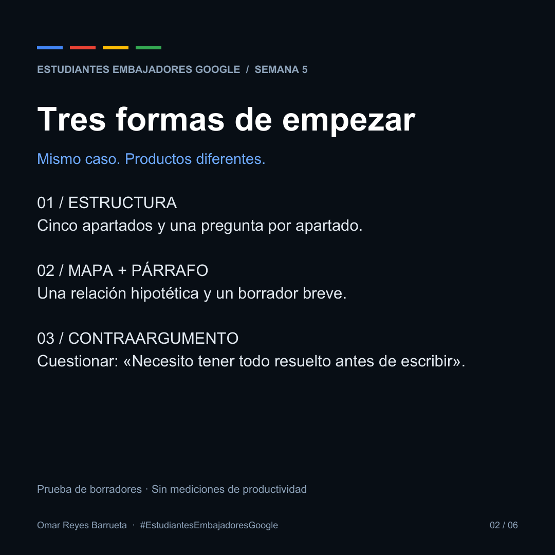 Tres formas de empezar