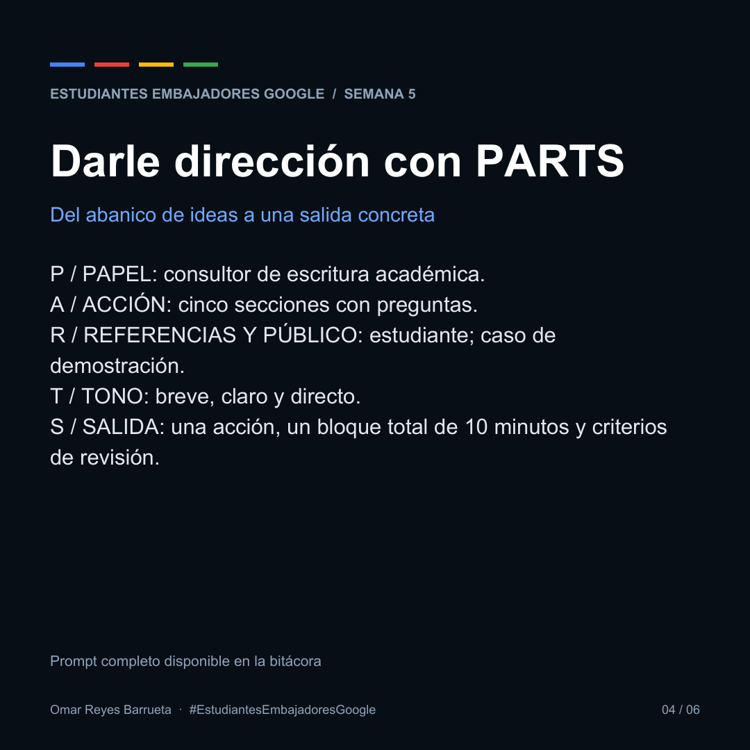Darle dirección con PARTS